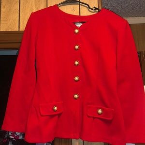 Red Pearl-Button Jacket